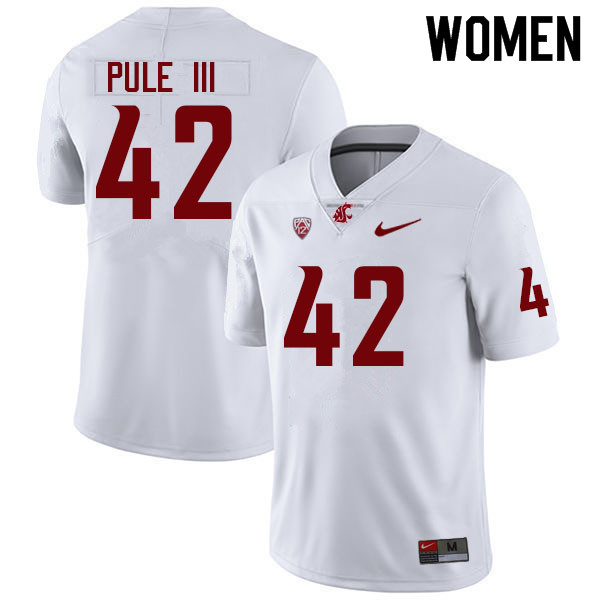 Women #42 Antonio Pule III Washington State Cougars College Football Jerseys Sale-White